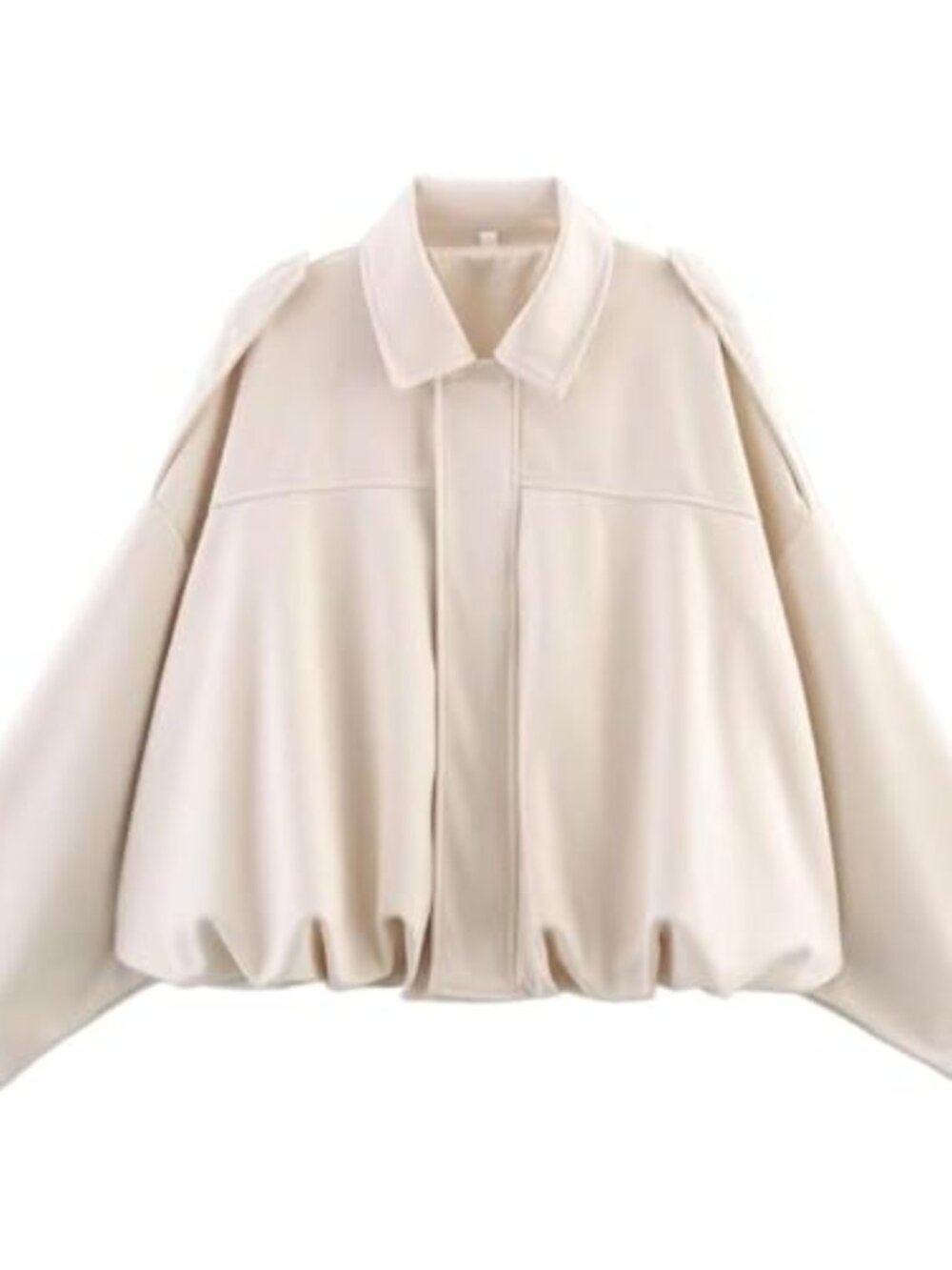 Faux Suede Oversized Bomber Jacket Women Long Sleeve Zip Pilot Coat